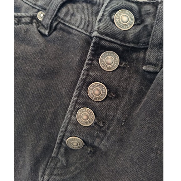We The Free People Button Fly High Rise Straight Leg Black Denim Jeans Size 25 - Picture 4 of 10